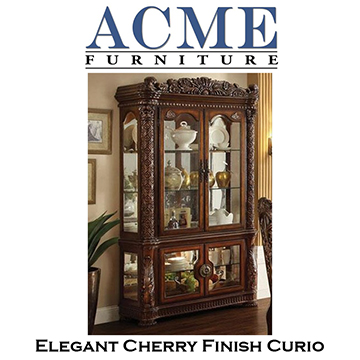 Elegant CherryFinish Curio W/See Through Glass & Plenty Of Shelving To Display Your Furniture Pieces