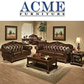 TopGrain French Provincial Lthr Set; Decorative Carvings, Nailhead Accents & Button Tufted SeatBacks