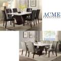 Stylish Fresh Design 7-Piece Dining Set Featuring White Marble Top Matched With Silver Chairs