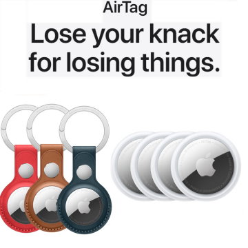 Lose Your Knack for Losing Things with 4 AirTags and Choice of 2 AirTag Leather Rings