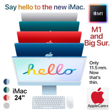 Apple 24" iMac� w/ Retina4.5K Display, Apple M1 Processor, 8GB Memory, 256GB SSD & AppleCare+