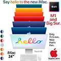 Apple 24"iMac w/Retina4.5K Display, AppleM1 Processor, 8GB Memory, 256GB SSD, Touch ID & AppleCare+