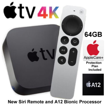 Apple TV 4K 64GB (2nd Generation) with Updated Siri Remote & AppleCare+ Protection Plan