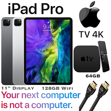Apple 11" iPad Pro 128GB with Wifi & Apple TV 4K 64GB Bundle Includes HDMI Cable