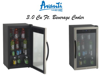 Avanti 3.0 Cu. Ft. Black Cabinet With Stainless Steel Door Beverage Cooler