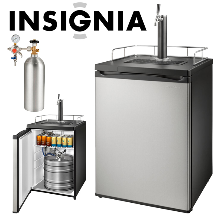 Ft Stainless steel Insignia- 5.6 Cu 1-Tap Beverage Cooler Kegerator 