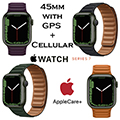 Apple 45mm Series 7 Aluminum Leather Link Watch With GPS + Cellular Bundled With AppleCare+ Pro