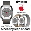 Apple 45mm Series 8 Stainless Steel Milanese Loop Watch with GPS + Cellular Bundled with AppleCare+