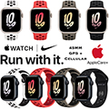 Apple 45mm Series 8 Aluminum Nike Sport Band Watch with GPS + Cellular Bundled with AppleCare+ Plan