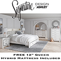 Queen Bedroom & Mattress Package Featuring Glitzy Footboard Storage Bed & 12" Hybrid Mattress