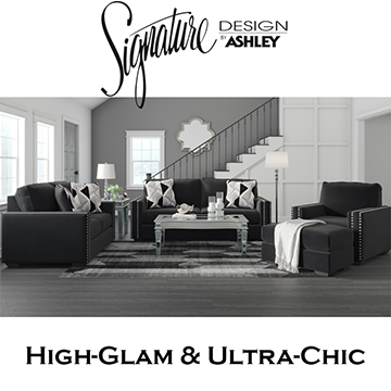High-Glam & Ultra-Chic Gleston Living Room Package In Oynx