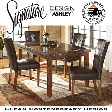 Clean Contemporary Design 5-Piece Dinette Featuring Faux Marble Top