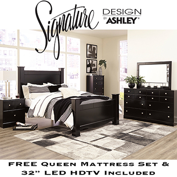 FREE 32" LED HDTV W/11PC Bedroom Set Featuring Mansion Poster Bed & Qn 13" Innerspring Mattress Set