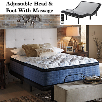 Adjustable Power Bed W/Independent Head & Foot Motion W/Massage, USB Ports & Mt Dana King Mattress