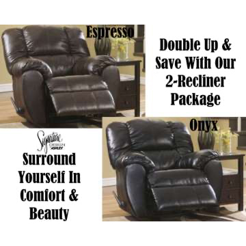 Double Up & Save With Our 2-Recliner Package In Your Choice Of Espresso Or BlackOnyx Blended Leather