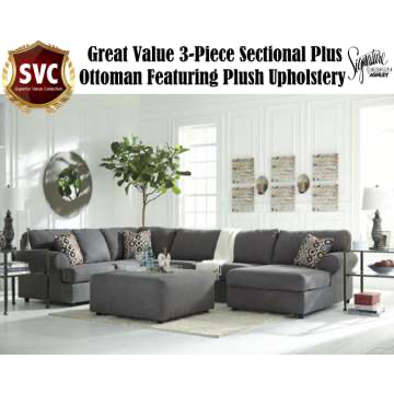 Great Value 3-Piece Sectional Plus Ottoman Featuring Plush Steel Gray Upholstery