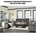 Excellent Value: 7-PC Reclining Living Room Package Featuring A Soft Chenille Fabric in Grey
