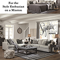 Warm Contemporary Charm 8-Piece Package Featuring Linen Like Pewter Upholstery & Loose Back Cushions