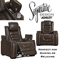 Ultimate for Lounging, Gaming or Relaxing Featuring One-Touch Power in Bark with Nailhead Trim