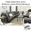 Free 8 x 10 Area Rug with 8-Piece Bundle Featuring Warm Intimate Two-Tone Smoke Upholstery