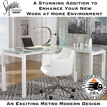 A Metro Modern Design for Your New Work from Home Environment Featuring a Frosted Tempered Glass Top