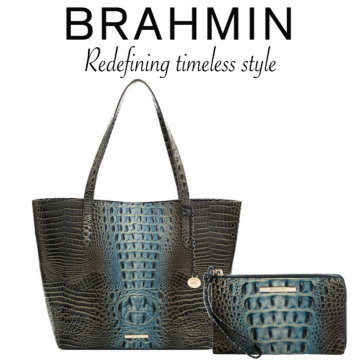 Brahmin Melbourne Brooke Slim Tote & Corie Half-Zip Wristlet Wallet - Available in Shadow Ombre