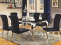Choice of 4-Black or Silver Soft Velvet Chairs w/Glamorous Thick Black Tempered Glass Top Table