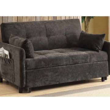 The Perfect Solution for Smaller Spaces; Dark Brown Twill Sofa Converts to a Comfy Goodnights Sleep