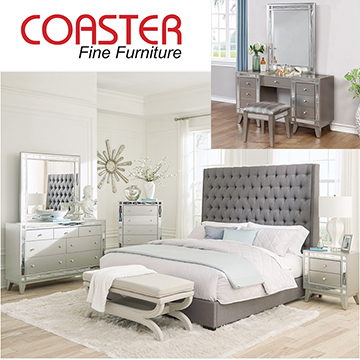 FREE Upholstered Light Gray Bed Bench With Gray Queen Upholstered 6-Piece Bedroom Package