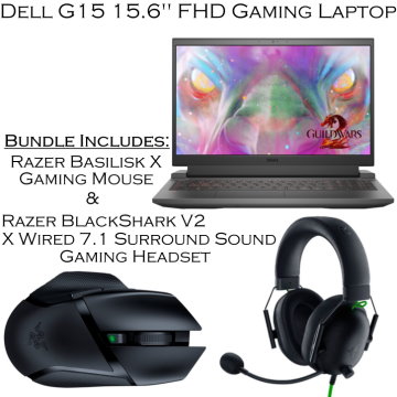 Dell G15 15.6" FHD Gaming Laptop Bundle with Razer Mouse & Headset