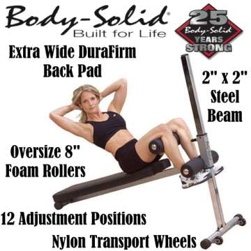 Body-Solid Pro-Style Ab Board With 12-Adjustable Positions & Extra Wide, Thick Double Stitched Pad