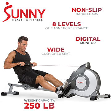 Sunny Health & Fitness Magnetic Rowing Machine with Large LCD Display Console