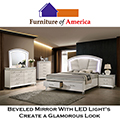 Queen 5-Piece Bedroom Set With Beveled Mirror & LED Light�s  Create a Glamorous Look