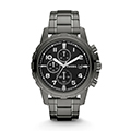 Fossil Mens Dean Smoke Gray Multi-Dial Stainless Steel Watch Black Dial