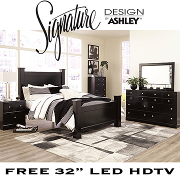 The Ultimate Value Package;FREE 32" LED HDTV With Complete 9-PC Bedroom Set Featuring Mansion Poster