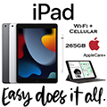 Apple 256GB iPad With WiFi + Cellular (Latest Model) Bundled With Pencil, Keyboard & AppleCare+ Plan