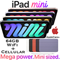 Apple 64GB iPad Mini With WiFi + Cellular (Latest Model) Bundled W/Pencil, Cover & AppleCare+ Plan