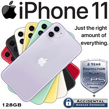 Apple 128GB iPhone 11 *UNLOCKED* w/Cellular Phone 2Yr Protection Plan+Accidental Damage Coverage