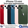 Apple 128GB iPhone 13 Mini *UNLOCKED* w/Cellular Phone 2Yr ProtectionPlan+Accidental Damage Coverage