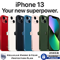 Apple 256GB iPhone 13 *UNLOCKED* w/Cellular Phone 2Yr ProtectionPlan+Accidental Damage Coverage