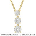 Womens 14K Yellow Gold Three Cluster Diamond Y-Drop Necklace Featuring a Cable Chain