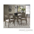 Mid Century Round to Oval 5-PC Pedestal Dining Pkg in Greystone Ash Brown Finish w/1-18" Extension