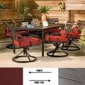 Hanover Montclair 7-Piece Dining Set in Chili Red with 6 Swivel Rockers and a 40" x 67" Dining Table