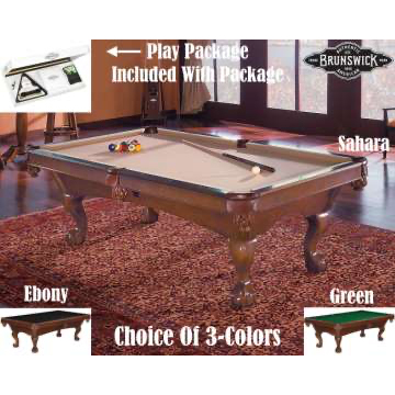 Brunswick Glen Oaks 8Ft. Chestnut Billiard Table Package With Choice Of 3-Table Cloth Colors