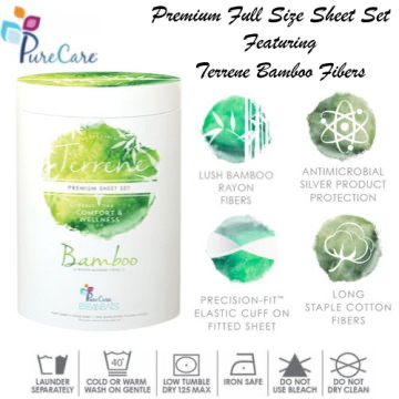 Terrene Premium Bamboo Full Sheet Set w/Rayon Fibers by PureCare in 5 Colors