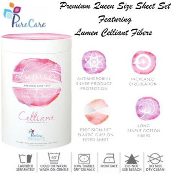 Lumen Premium Celliant Queen Sheet Set Featuring Organic Performance Fibers - Available in 3 Colors