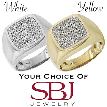 Mens 14K Gold Diamond Ring - Choice of White or Yellow Gold
