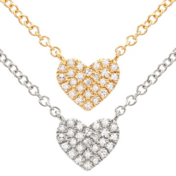 Womens 14k Gold Diamond Heart Pendant Necklace in Choice of Yellow or White