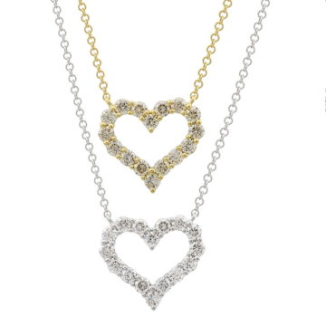Womens 14K Gold Open Heart Diamond Necklace � Available in Yellow or White Gold