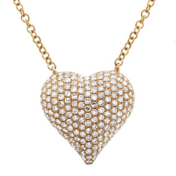 Womens 14K Gold Diamond Heart Necklace � Available in Yellow Gold
